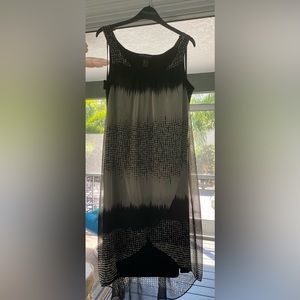 Frank Lyman Design, black and off-white high / low dress